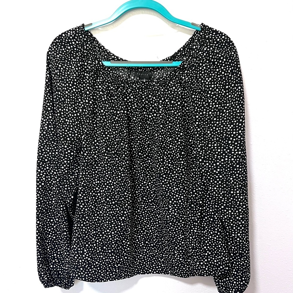 Sanctuary Black and White‎ Long Sleeve Relaxed Blouse XL